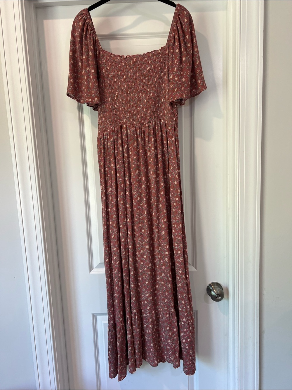 Smocked Maxi Dress in Dusty Rose Floral